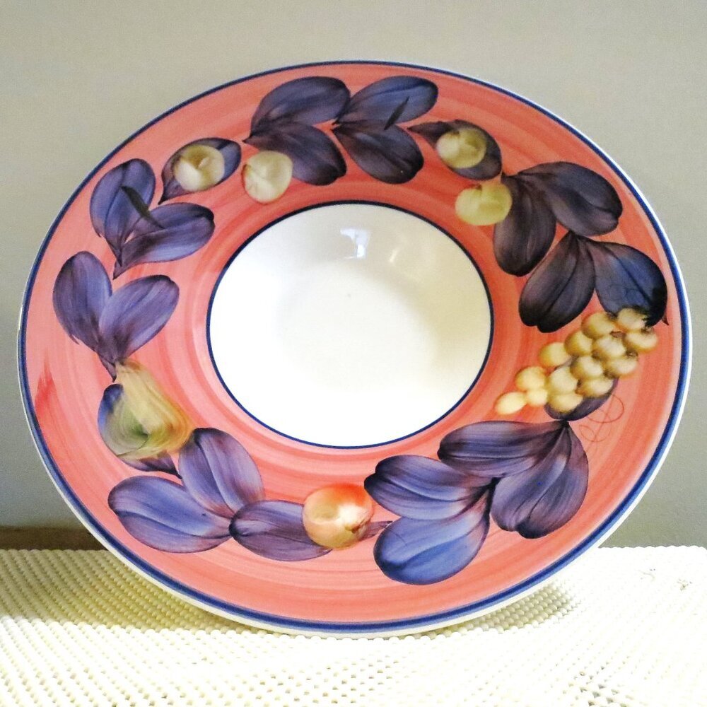 Large Pasta Serving Bowl Aurora 15.25" Fruit Decor Made in Italy